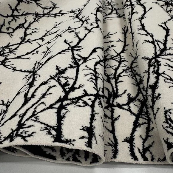 Alexander McQueen Ivory Fit-and-Flare Dress with Black Branch Embroidery - Picture 2 of 8